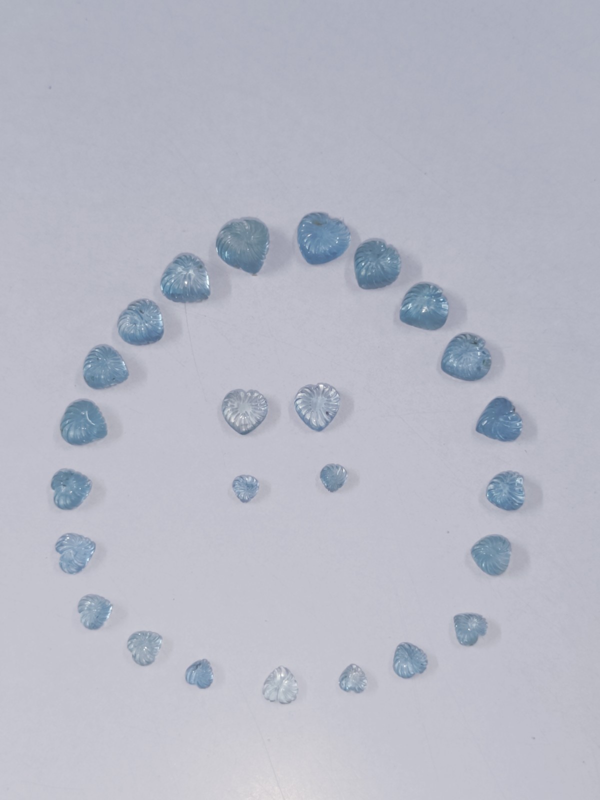 Aquamarine Dark Blue Color Carving Hearts 25 Pc 4 To 9 MM 25 Ct Natural Gemstone