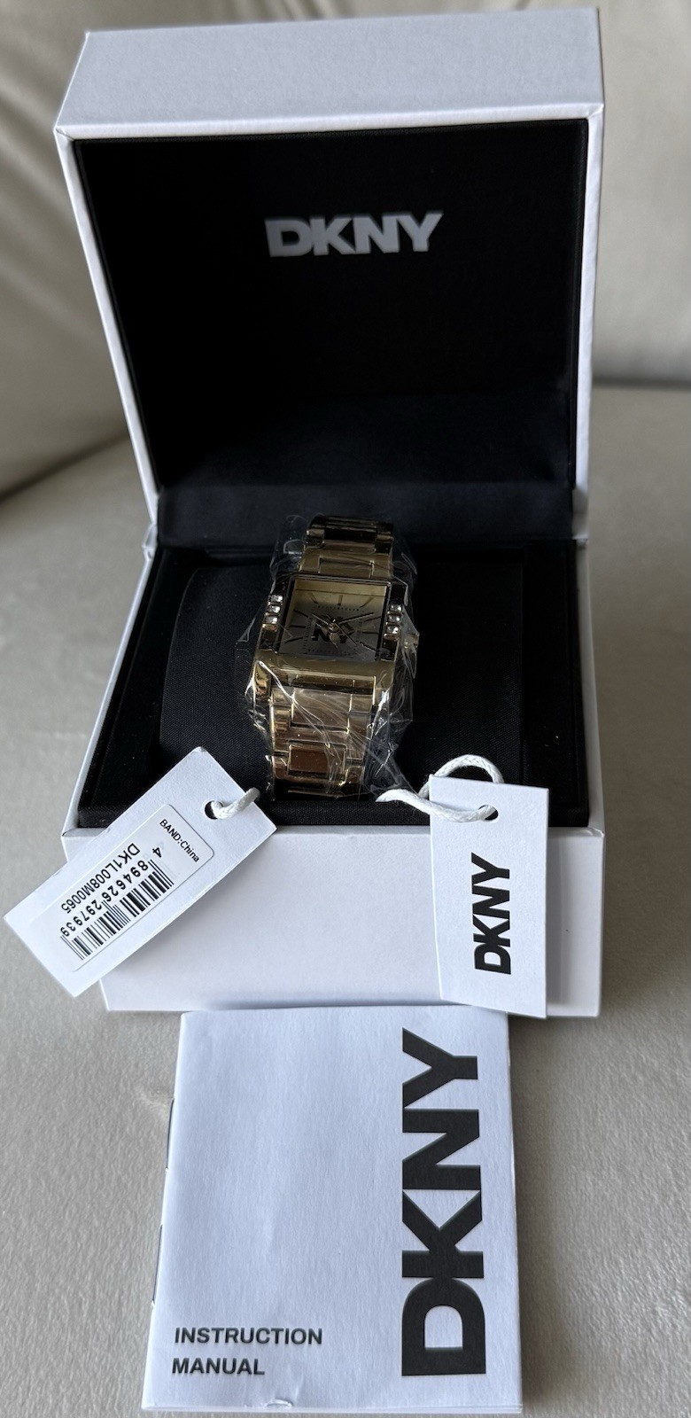 DKNY Ladies Westside Gold Tone Glitz Wrist Watch W/Box MSRP $199. NIB