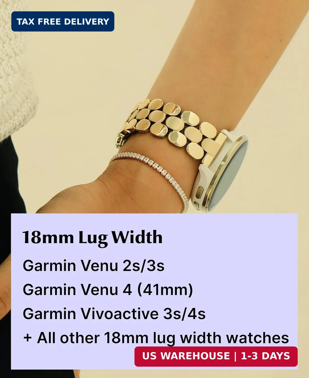 18mm Dressy Watch Bands for Garmin Venu 2s Venu 3s Venu 4 (41mm) Vivoactive 4s V