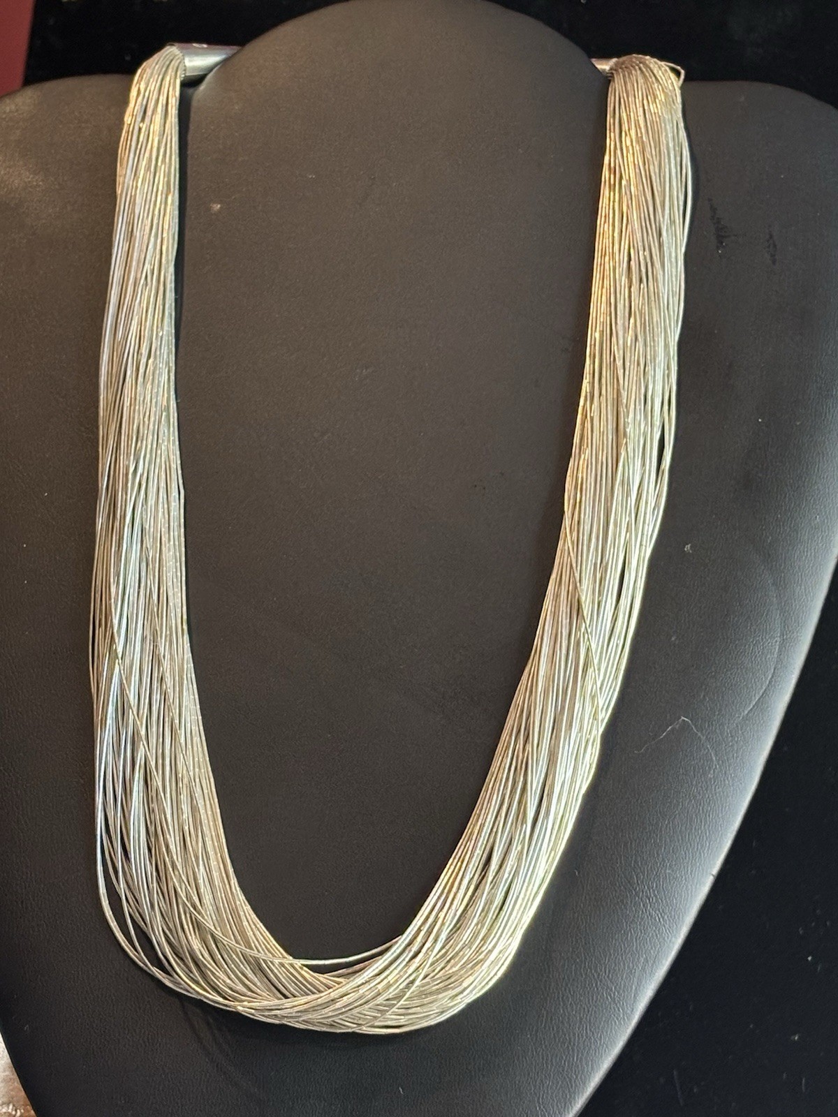Liquid Silver Sterling 99 Strand Necklace W/ Earrings 111 grams 23in 925 Signed