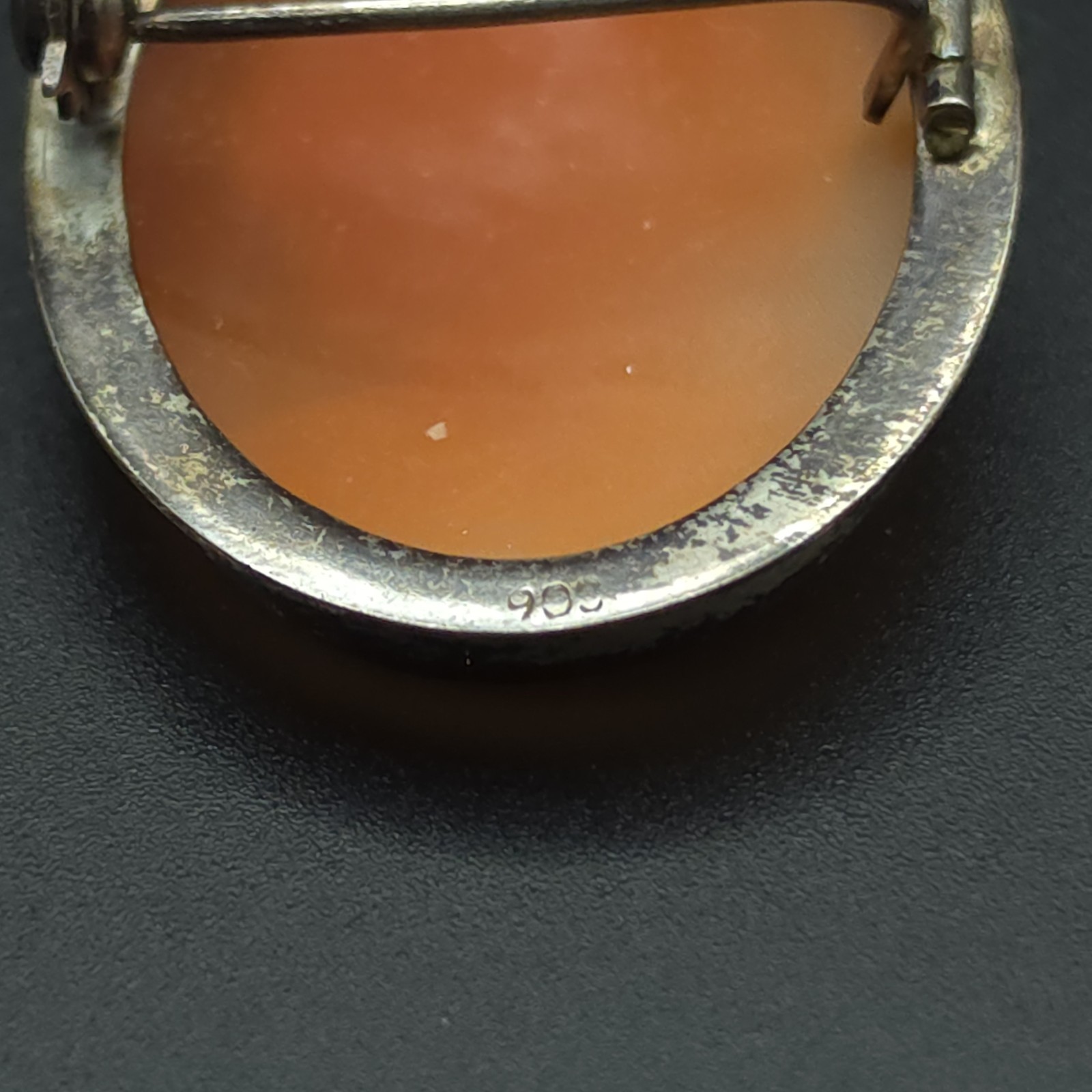Antique 900 Silver Hand Carved Shell Cameo Brooch Pendant Convertible