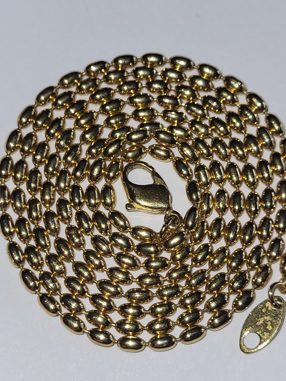 Modern Style Gold-tone Necklace Rolo Bead Chainlink 28″ Costume Fashion Jewelry