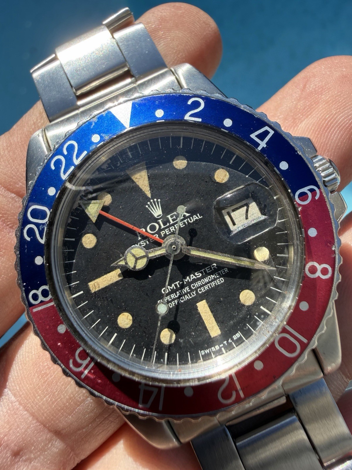Rolex GMT Master 1675 Pepsi Bezel Rarest Radial Dial Vintage 1966 Serviced