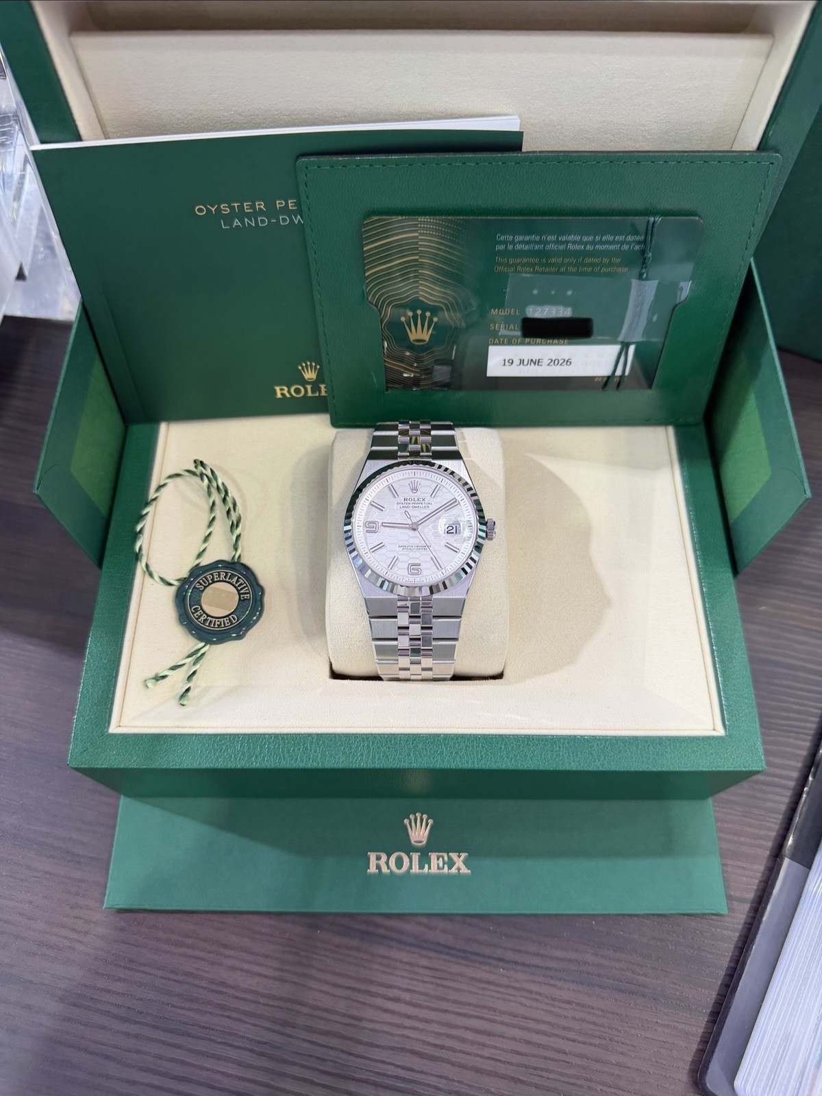 2026 Rolex Land-Dweller 40MM White Dial Flat Jubilee (127334) FULL SET!!(Unworn)