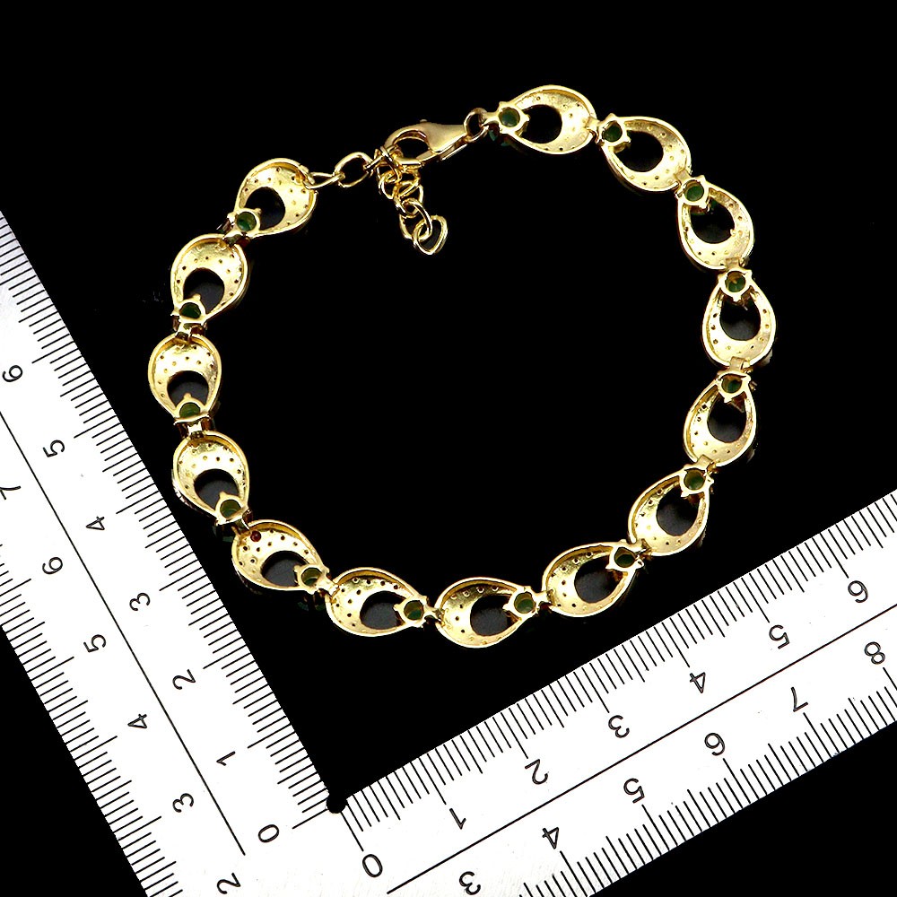 925 Sterling Silver Bracelet Round Emerald Ruby Gemstone No USA Import Fees
