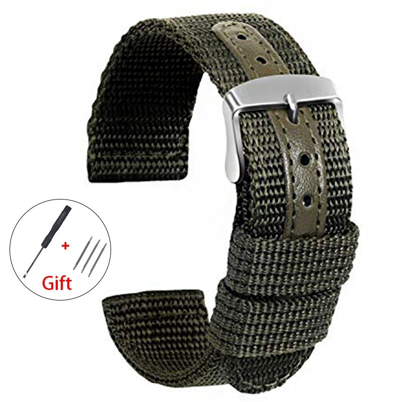 18mm 20mm 22mm 24mm Military Canvas Nylon Wrist Watch Band Strap Bracelet Sport