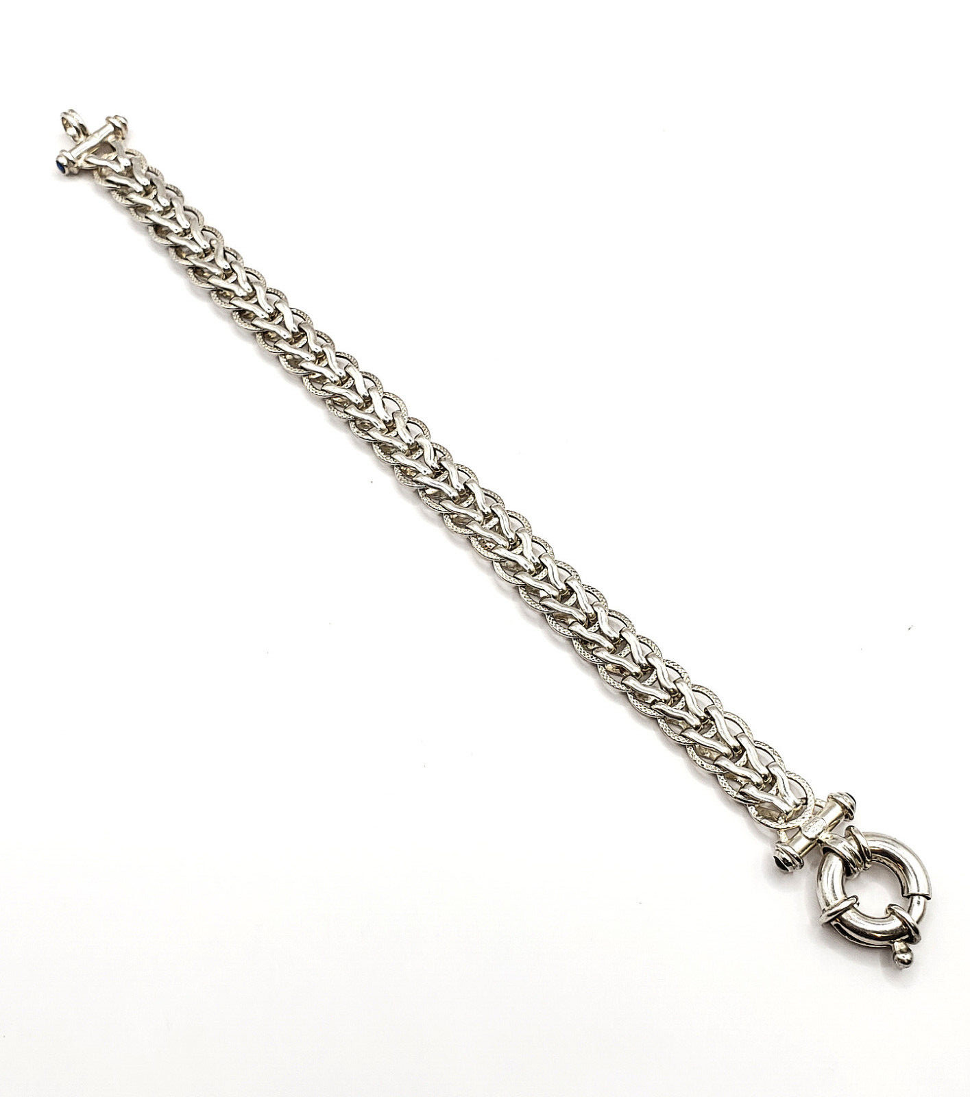 Foxtail Chunky Link Bracelet with Blue Spinel 925 Sterling Silver