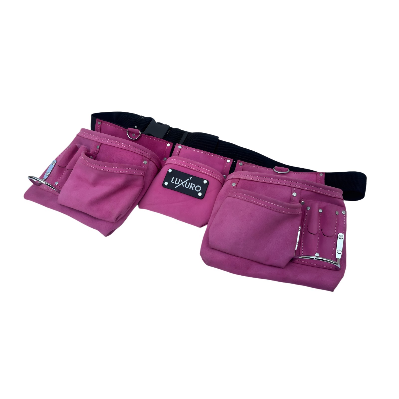 Dark Pink Tool Belt Pouch 11 Pocket Hammer Holder Heavy Duty Durable Work Belt