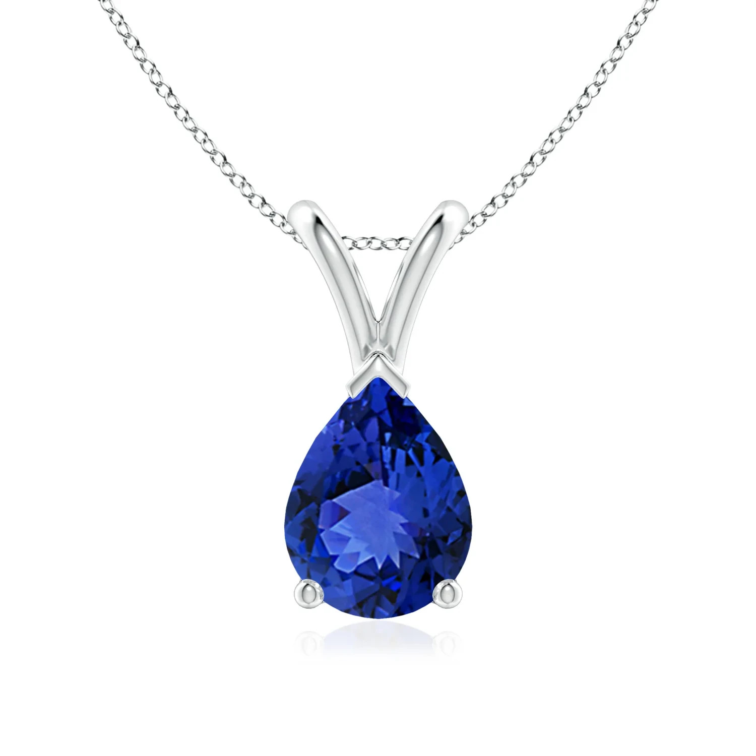 3.17 Ct Pear Cut Tanzanite Pendant Wedding pendant 14K White Gold
