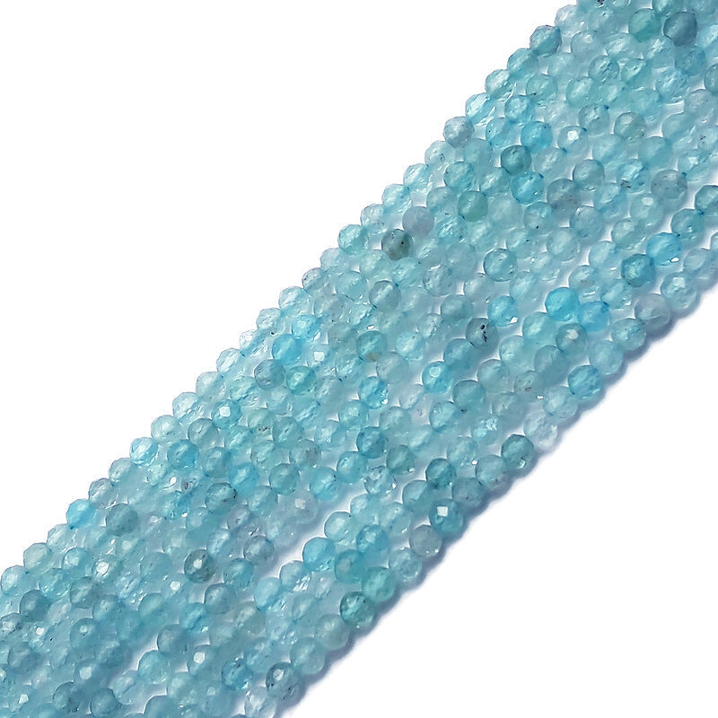 Light Blue Apatite Faceted Round Beads Size 2.5mm 3.5mm 4mm 15.5″ Strand
