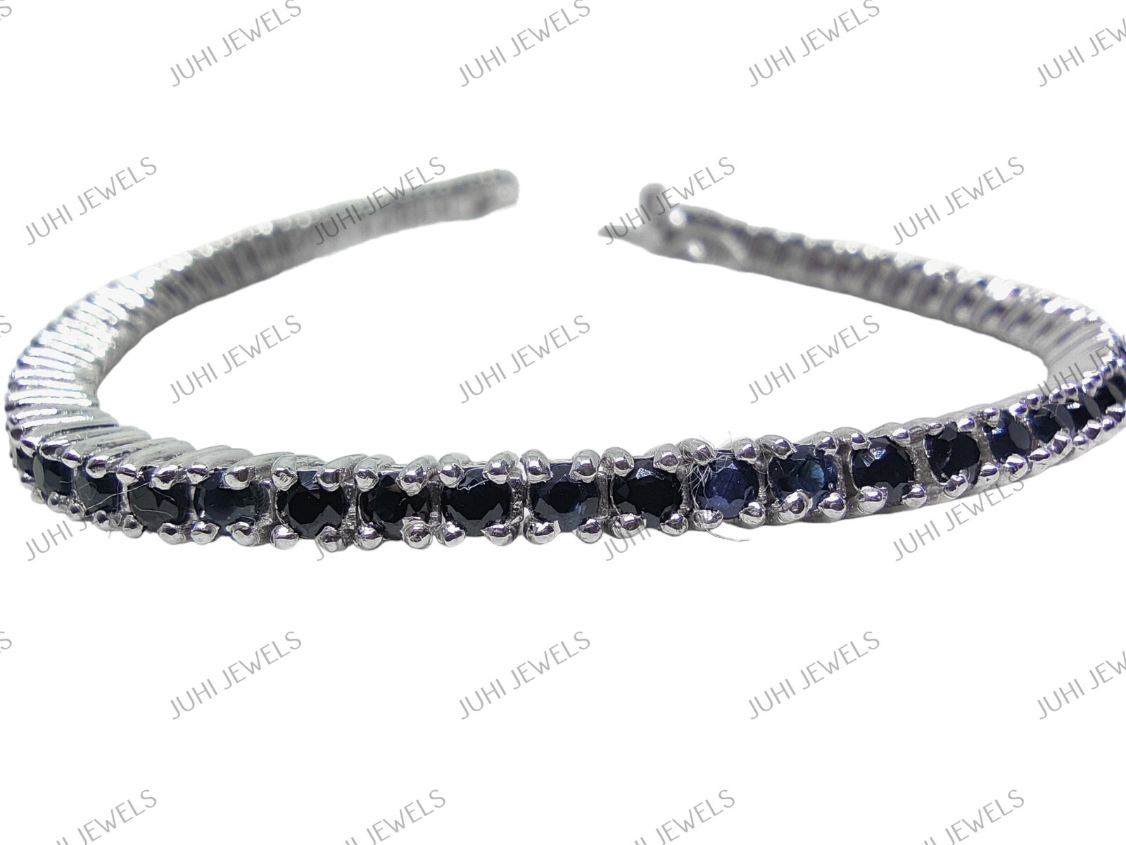 Tiny Sapphire Bracelet 925 Silver Blue Sapphire Tennis Bracelet Round Bracelet