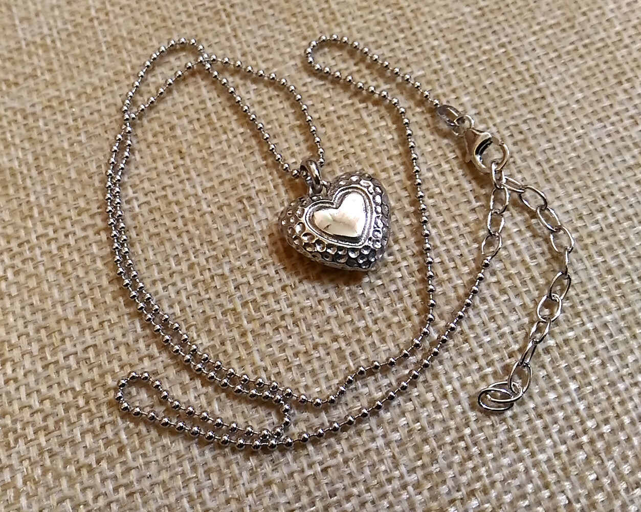 925 ECHT SILBER RHODINIERT 🤍 Herz Collier Kette Kugelkette 42-47 cm