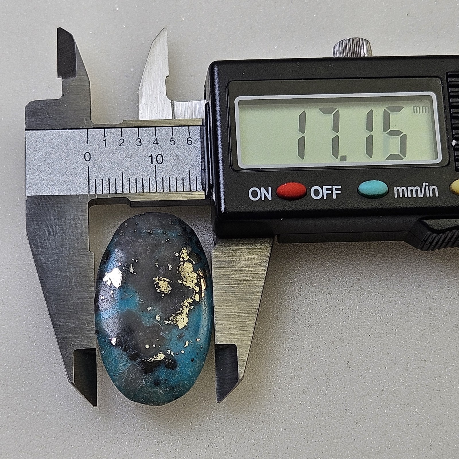 Stunning Persian Turquoise Freeform Cabochon With Pyrite Oval Shape 22.4 Carats