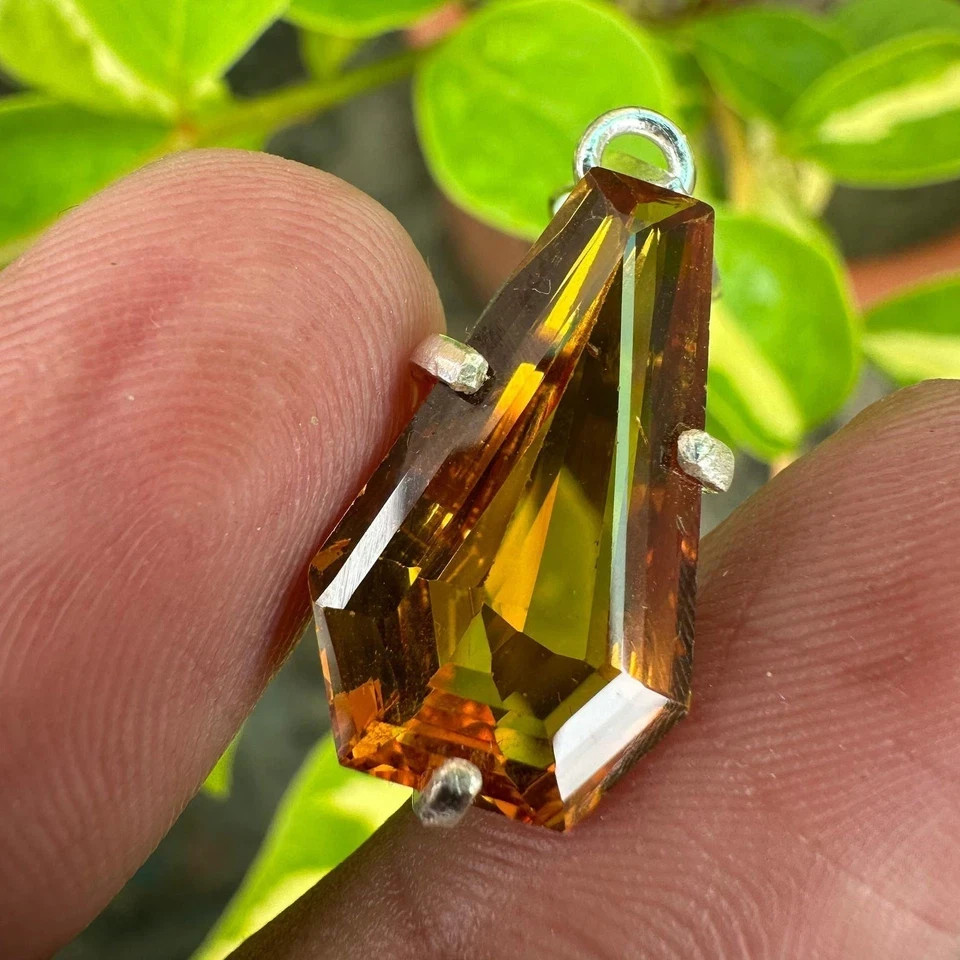 Natural 25 Ct Orange Sapphire Certified Loose Gemstone 925 Solid Silver Pendant