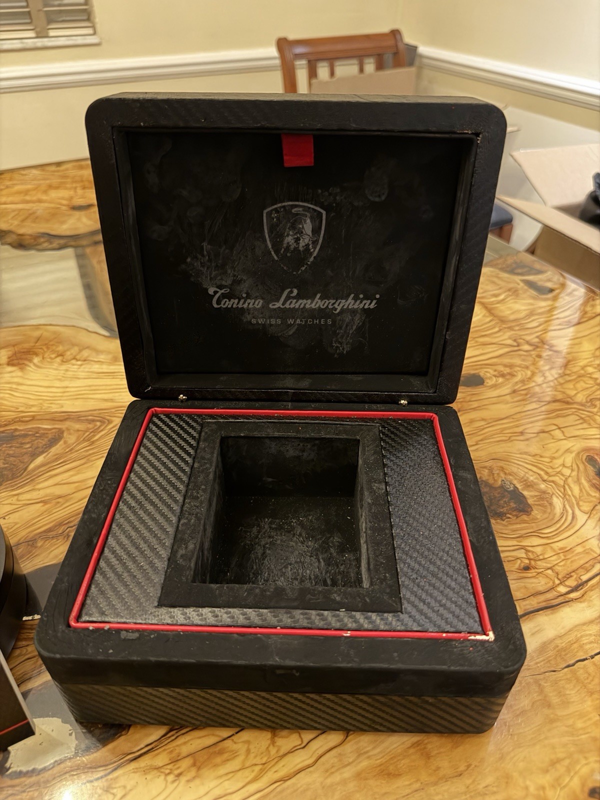 Tonino Lamborghini Spyder Quartz Chronograph 47mm Black/Red Strap 100m Box