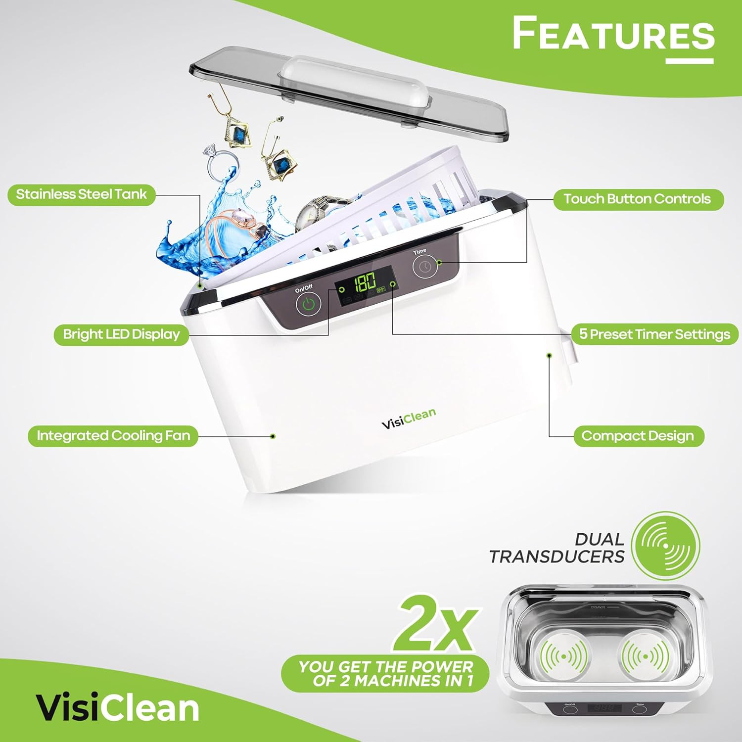 Ultrasonic Cleaner, Professional Ultrasonic Jewelry Cleaner for Diamond Ring, Si