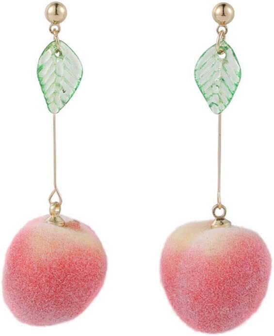 Cute Peach Earrings, Fuzzy Peach Earrings | Peach Earrings, Fruit Earrings