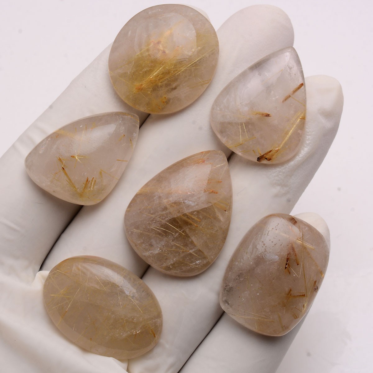 Set Of 6 Pcs Natural Golden Brown Rutile Quartz 25mm-29mm Untreated Gemstones