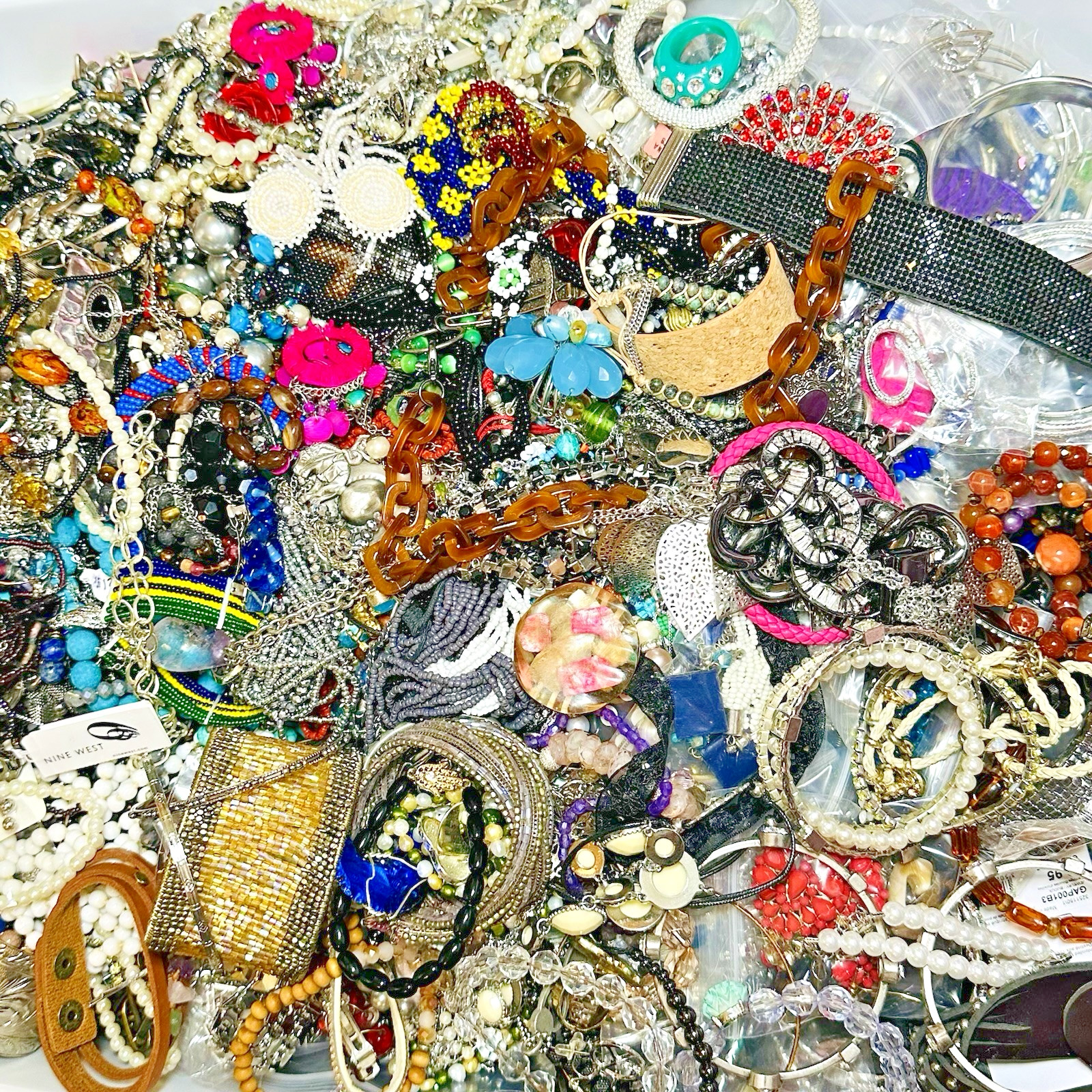 3+ Lbs Wear Vtg Now Mixed Media Mystery Jewelry Lot Grab Bag Surprise Necklaces