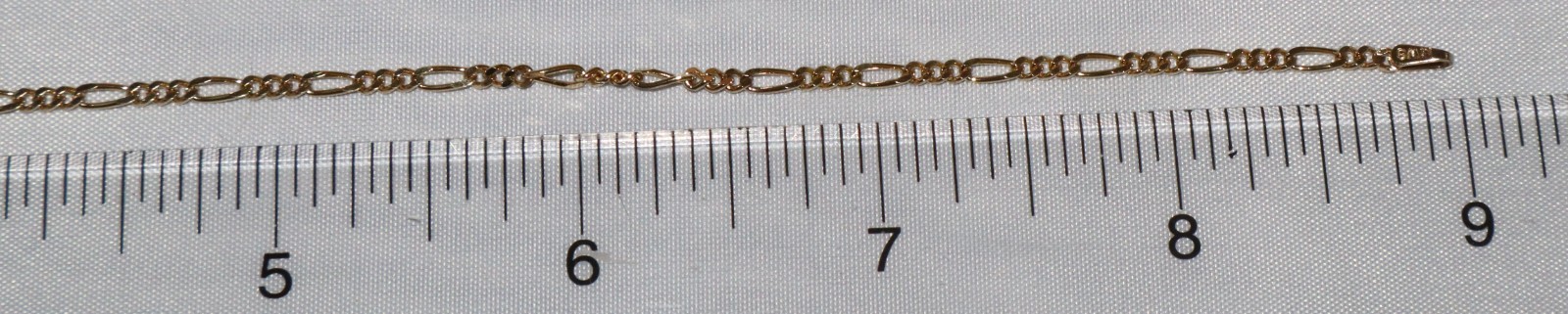 Sterling Silver Gold Toned 9 inch 3mm Figaro Chain Anklet “Italy” 2.2 grams