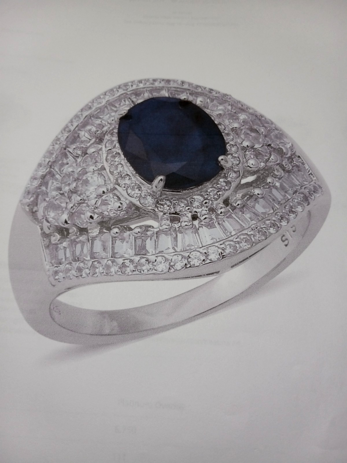 5.85ctw Madagascar Blue Sapphire White Topaz Ring Platinum Over Silver Size 7