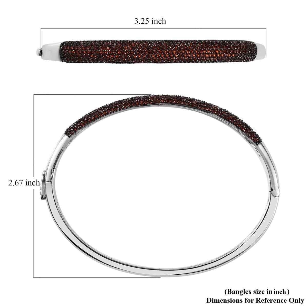 STUNNING!! 3.85ctw Mozambique Garnet Dome Bangle Bracelet Platinum Plated 7.25″
