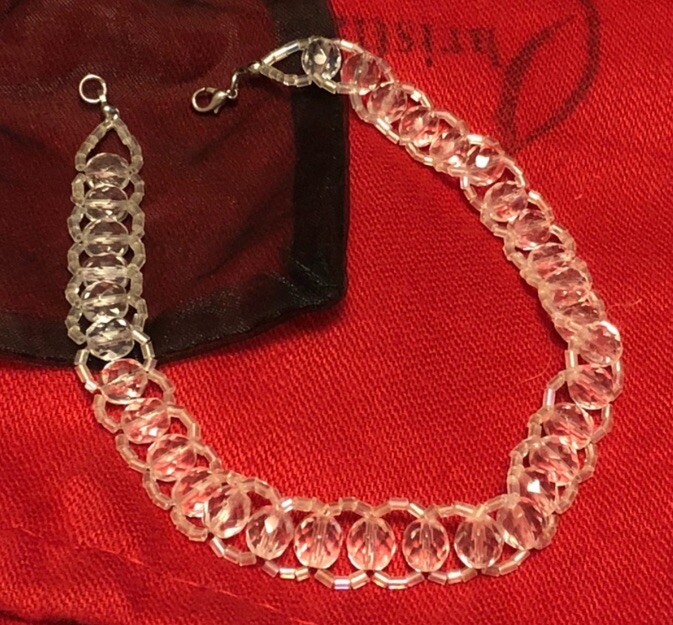 Elo7 Clear Crochet Crystal Choker Necklace 13”