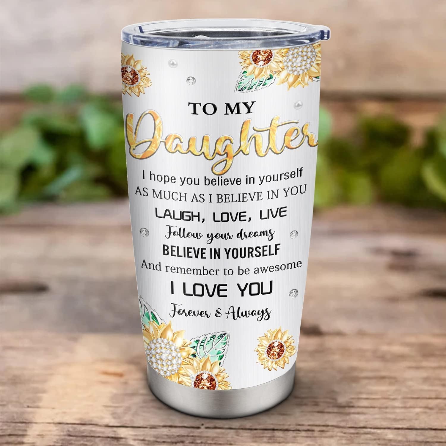 Daughter Gift from Mom Dad 20oz Tumbler Insulated Stainless Steel Grey Cup