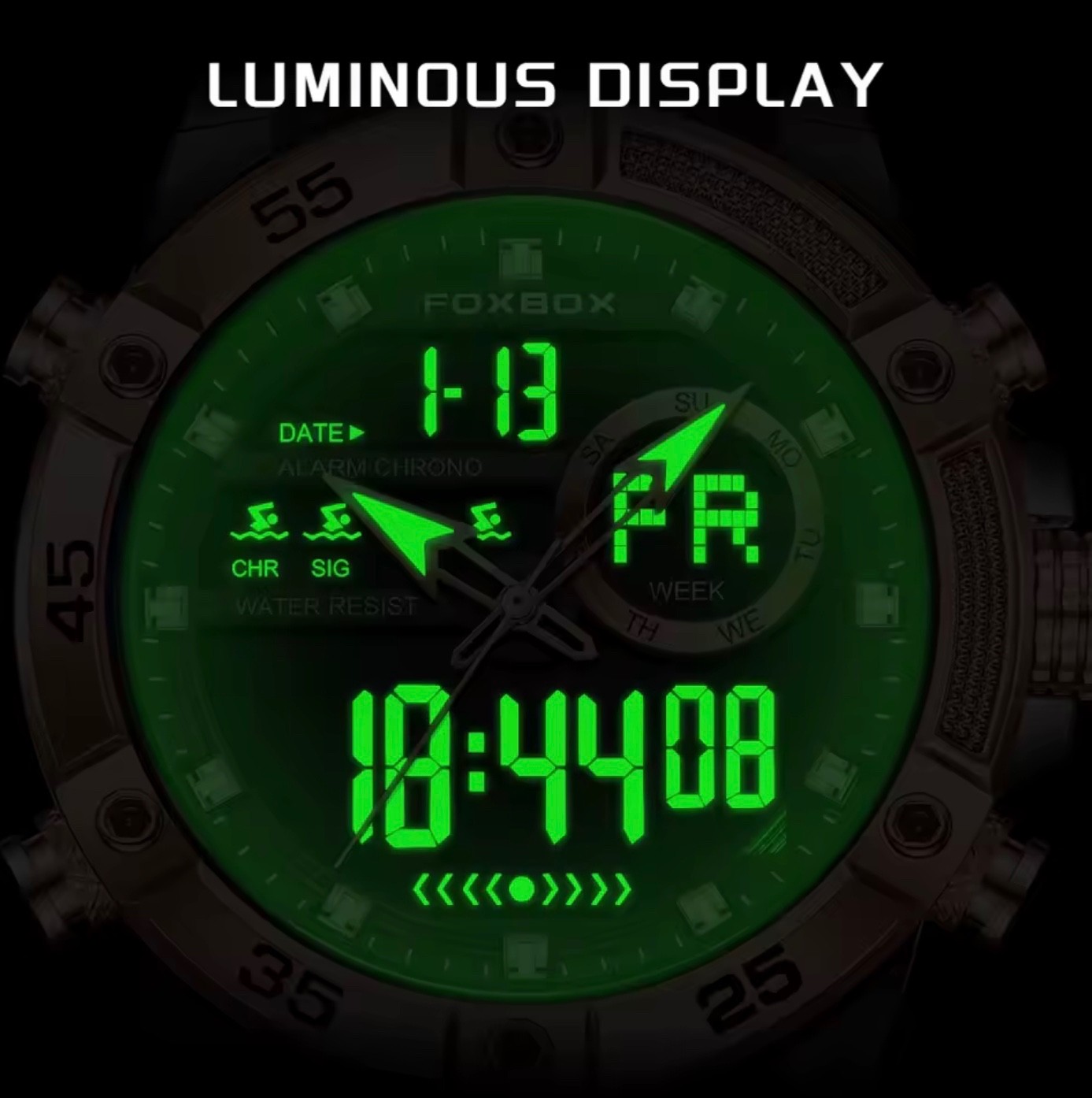 FOXBOX Mens Quartz Luxury Wristwatch Digital Analogue Rose Gold etc.