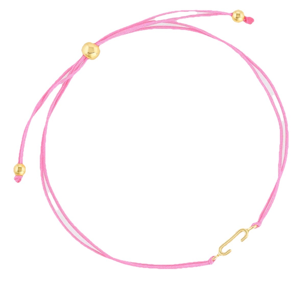 Gorjana Prism Alphabet Bright Pink String Bracelet Gold Plated Letter C