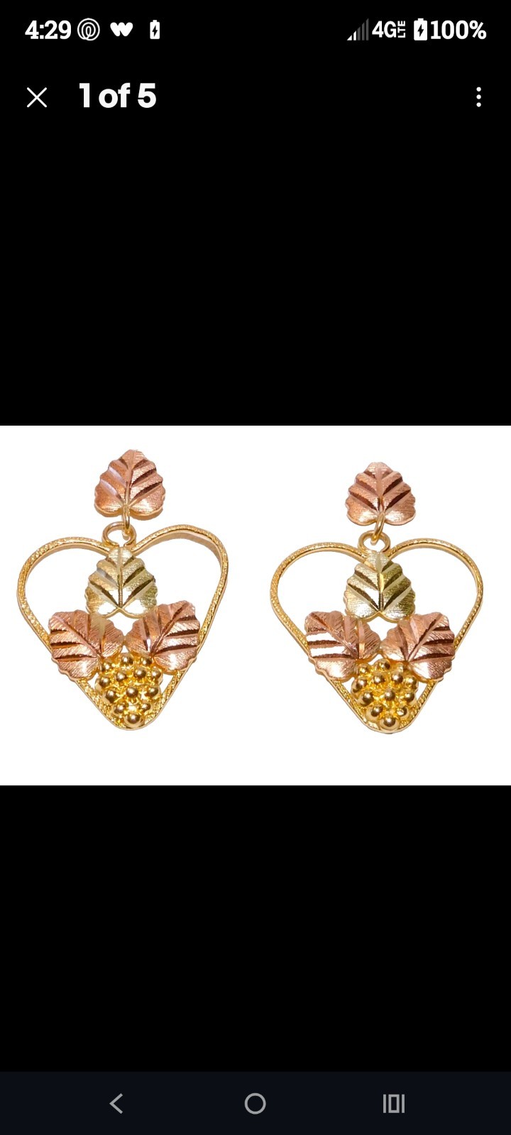 Black Hills Gold 10k Heart Leaves Drop Earrings