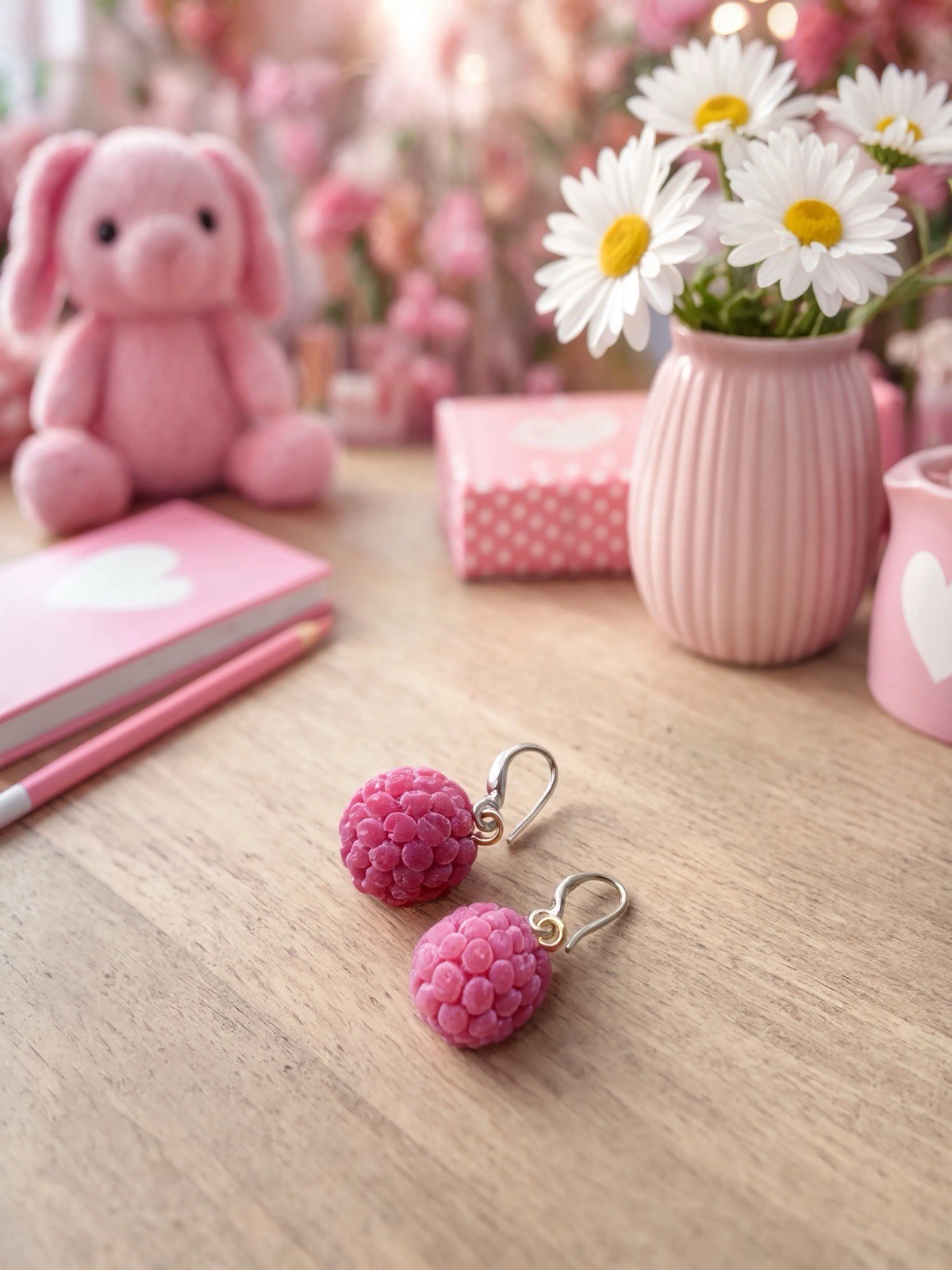 Lyra Art S925 Silver Raspberry Earrings | Handmade Kids Jewelry | Gift for Girl
