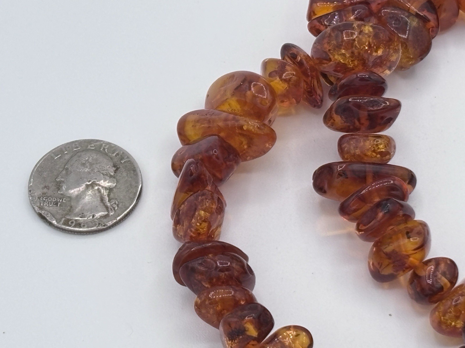 Vintage Baltic Amber Nugget Necklace 114g/4oz– Natural Cognac Inclusions – 42”