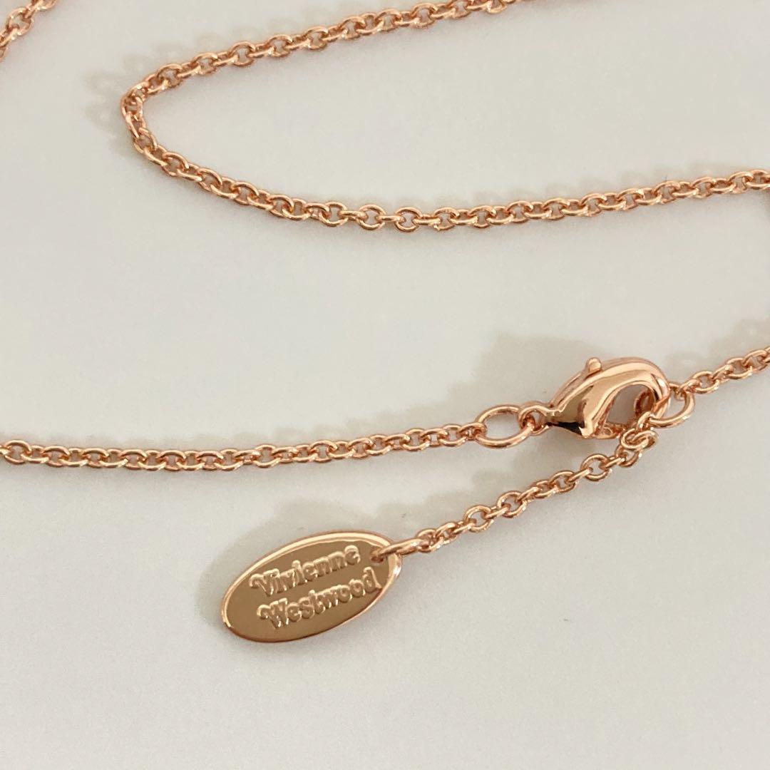 Vivienne Westwood Necklace Petite Rhinestone Pink Gold w/drawstring