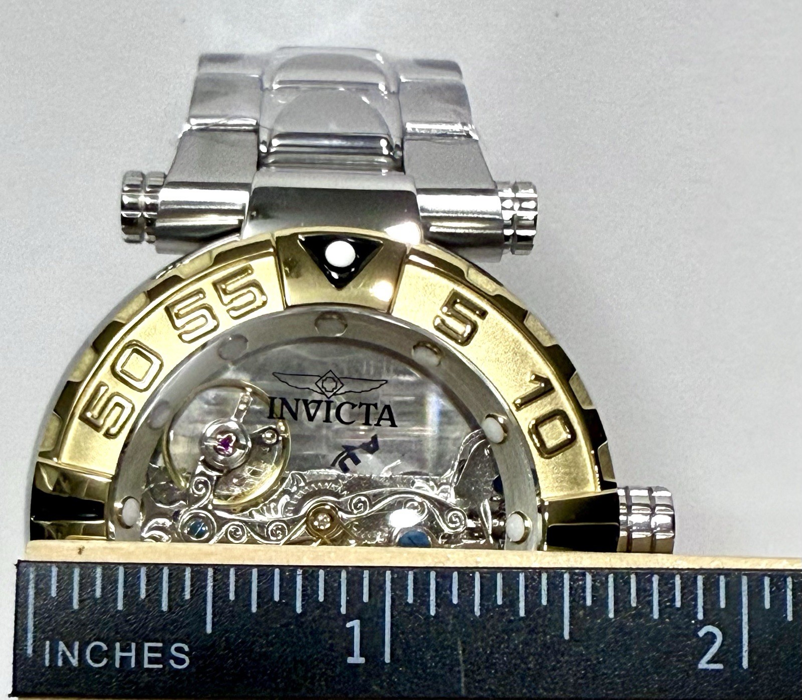 47mm Auto GHOST| Goldtone Bezel | Silvertn Bracelet Subaqua Noma I Invicta Watch