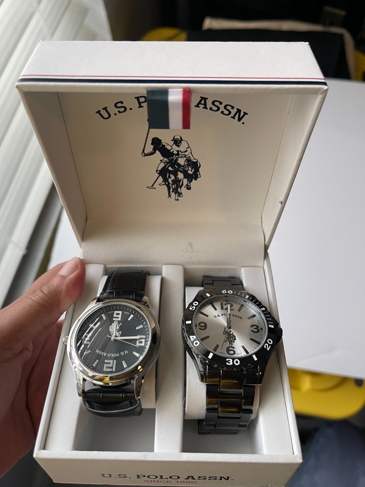 Ralph Lauren U.S. Polo Assn. watch set with a black-toned round face
