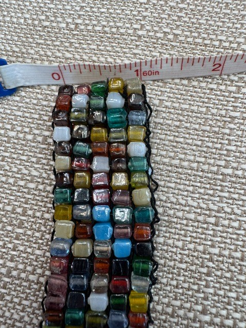 Multicolor Glass Bead 5 Wrap Bracelet Boho Artisan Woven Black Cord Stretch