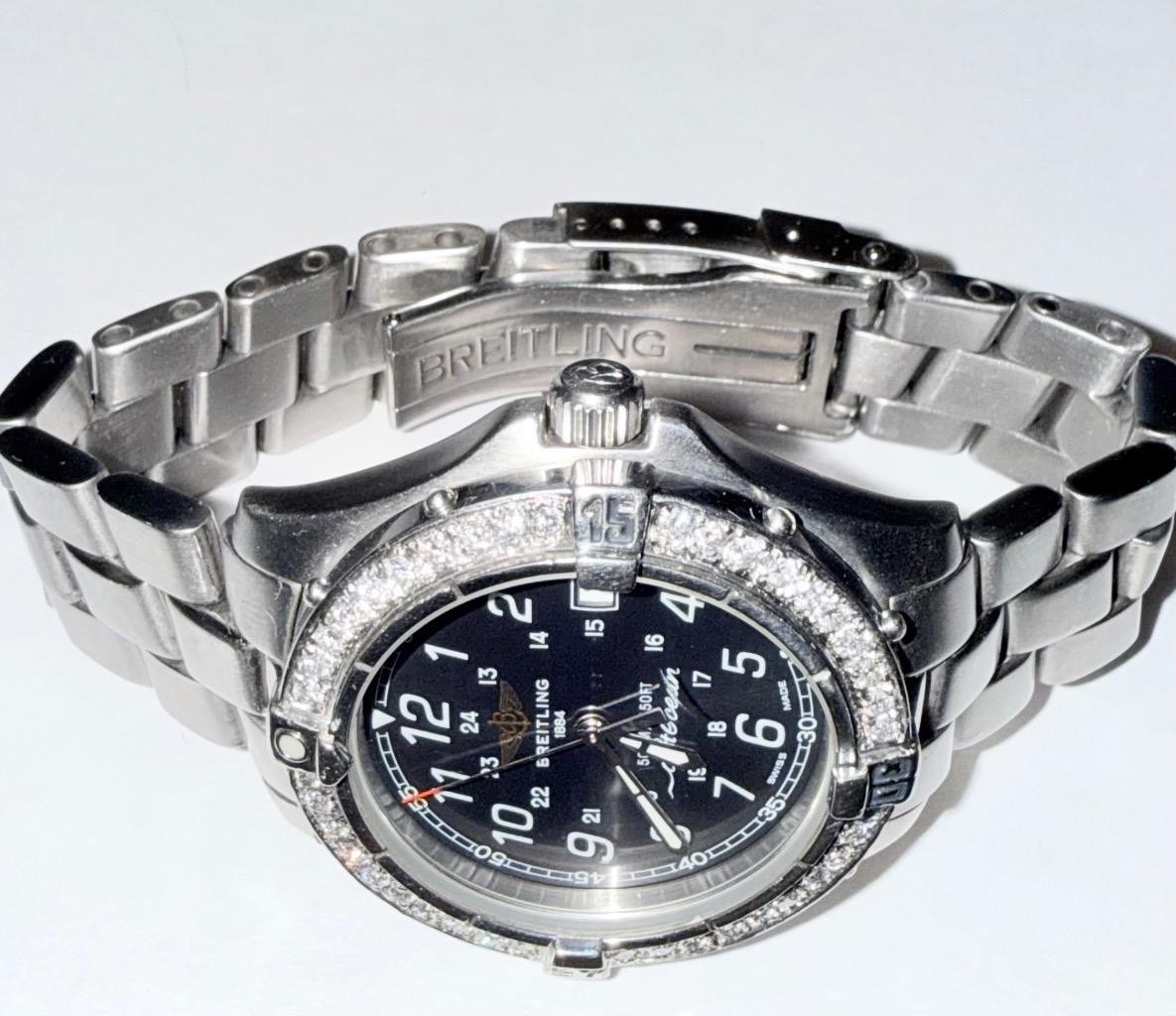 BREITLING MEN’S COLT OCEAN A64050 LAB GROWN DIAMOND QUARTZ WATCH