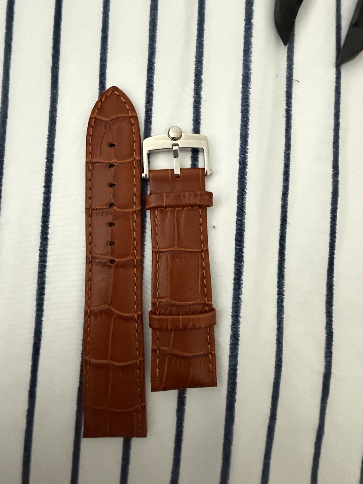 Brown Croco Patterned Cowhide Leather Watch Strap 22mm/20mm