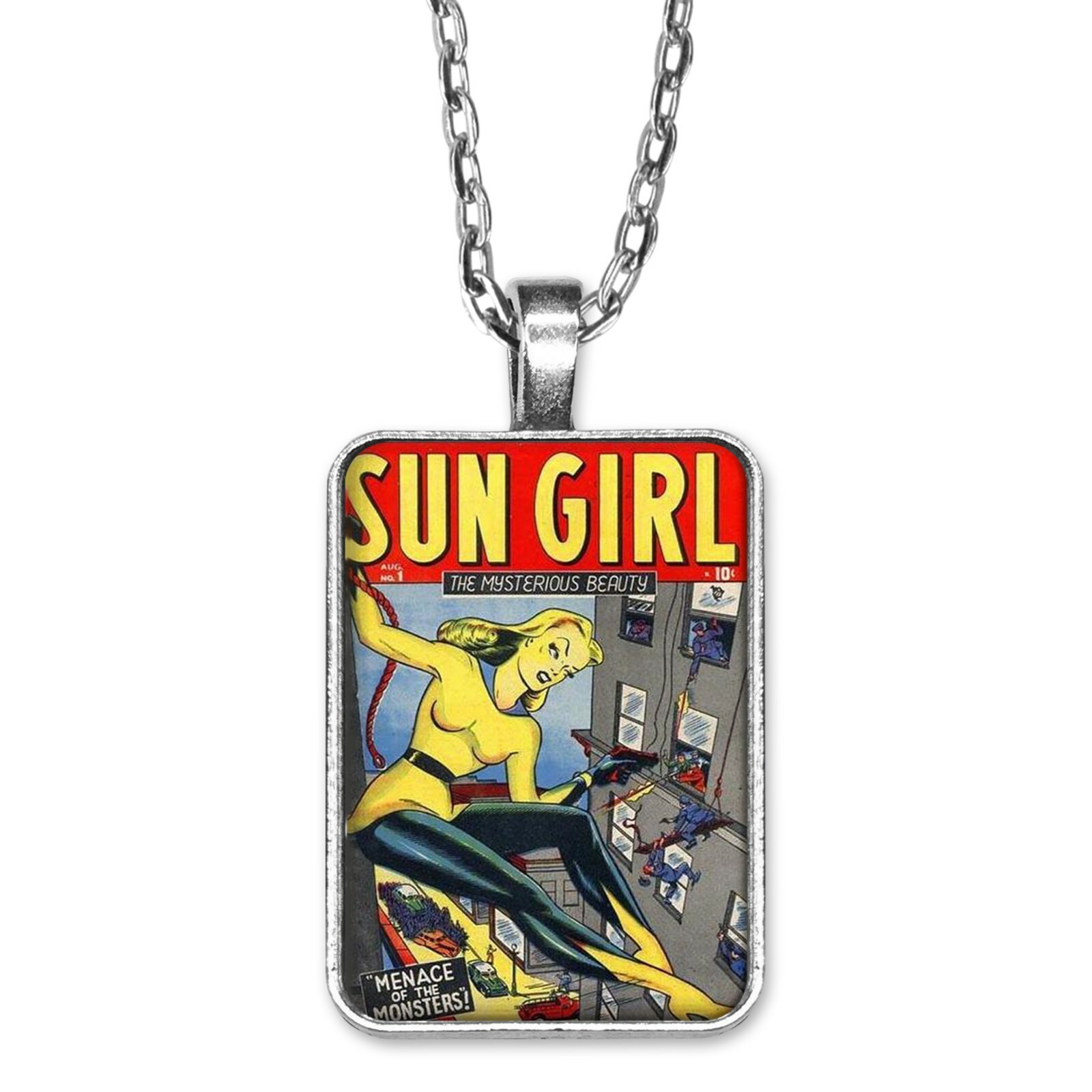Sun Girl #1 SEXY KEN BALD COVER ART Key Ring or Necklace GOLDEN AGE COMIC BOOK