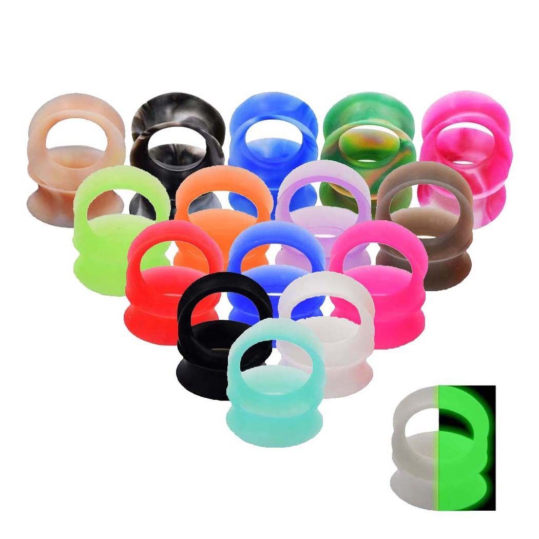 2Pcs Silicone Ear Plugs Flesh Tunnels Ultra Thin Double Flared Ear Gauge Earlets