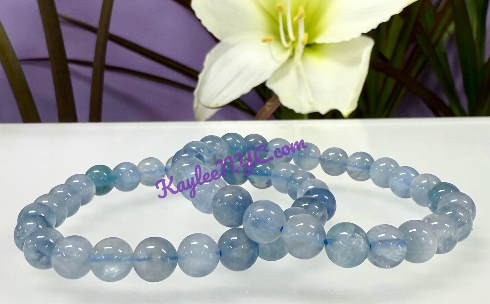 Wholesale 6 Pcs Natural Blue Fluorite 8mm 7.5” Crystal Healing Stretch Bracelet
