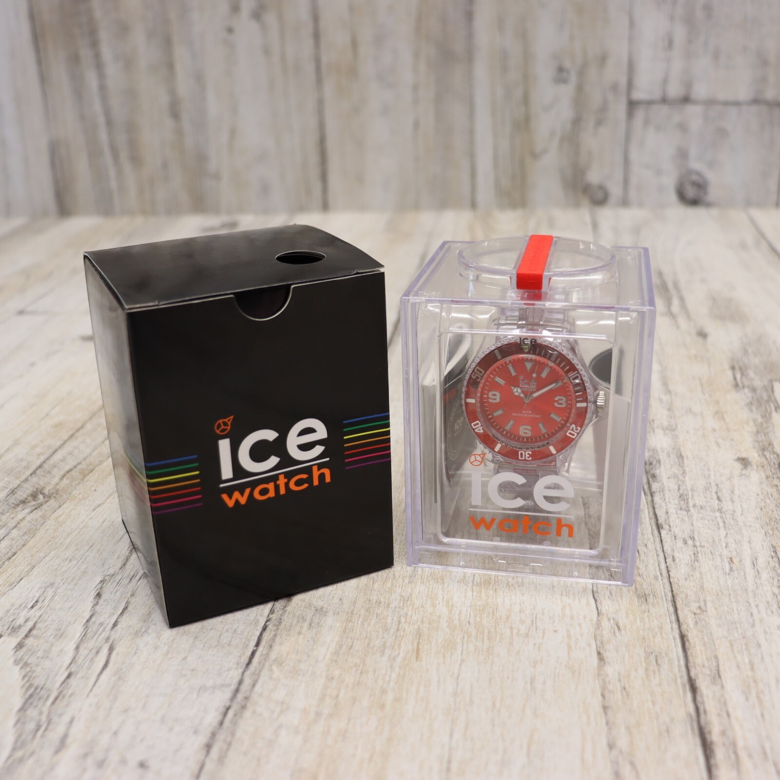 Authentic Ice Watch, Ice Pure Red Dial, 48MM Men’s Quartz Watch, Clear Band, NEW
