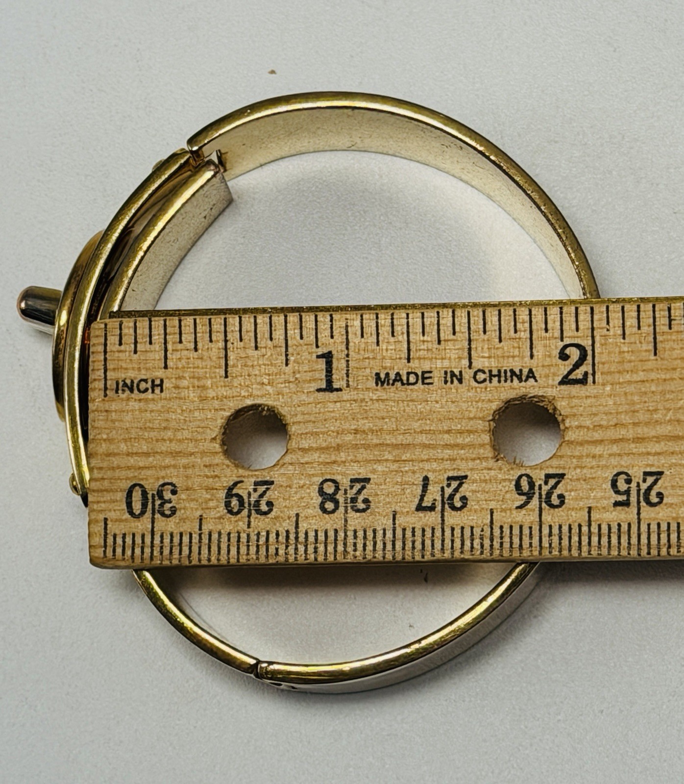 Coach Shiny Gold Turn Lock Bracelet Bangle Opens closes 3/4″ Thick