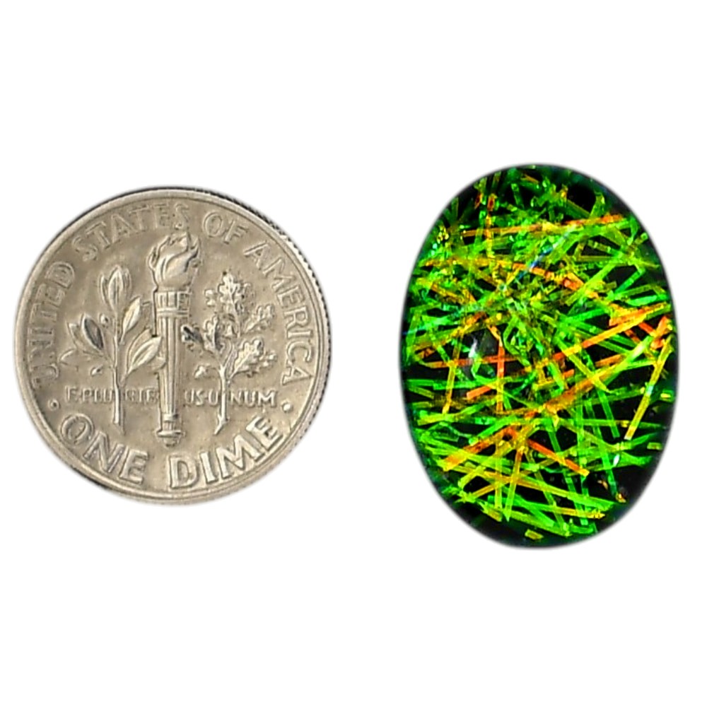 Lab Created Dichroic Glass Doublet 15.8×21.5×5.8 mm Oval Gemstone LS128-06585