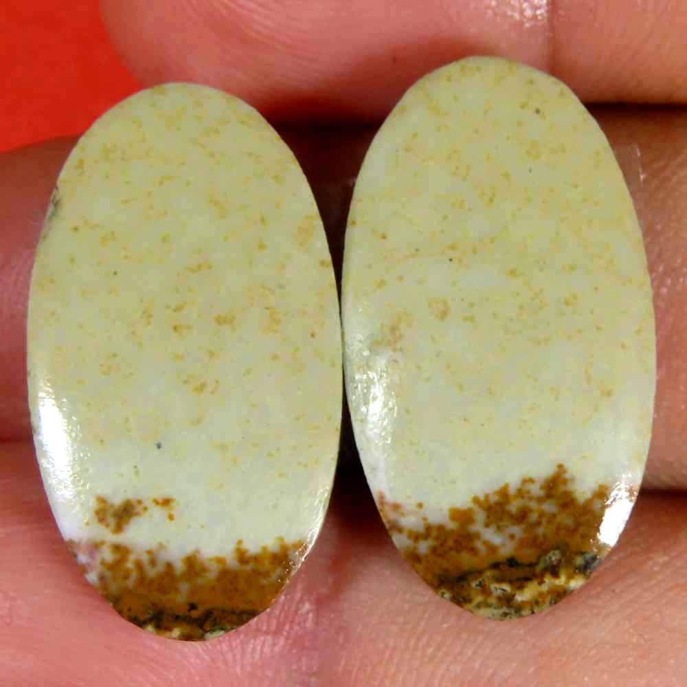 21.00Cts.100%Natural Designer Picture Jasper Pair Oval Cab 13x24x4mm Gemstone