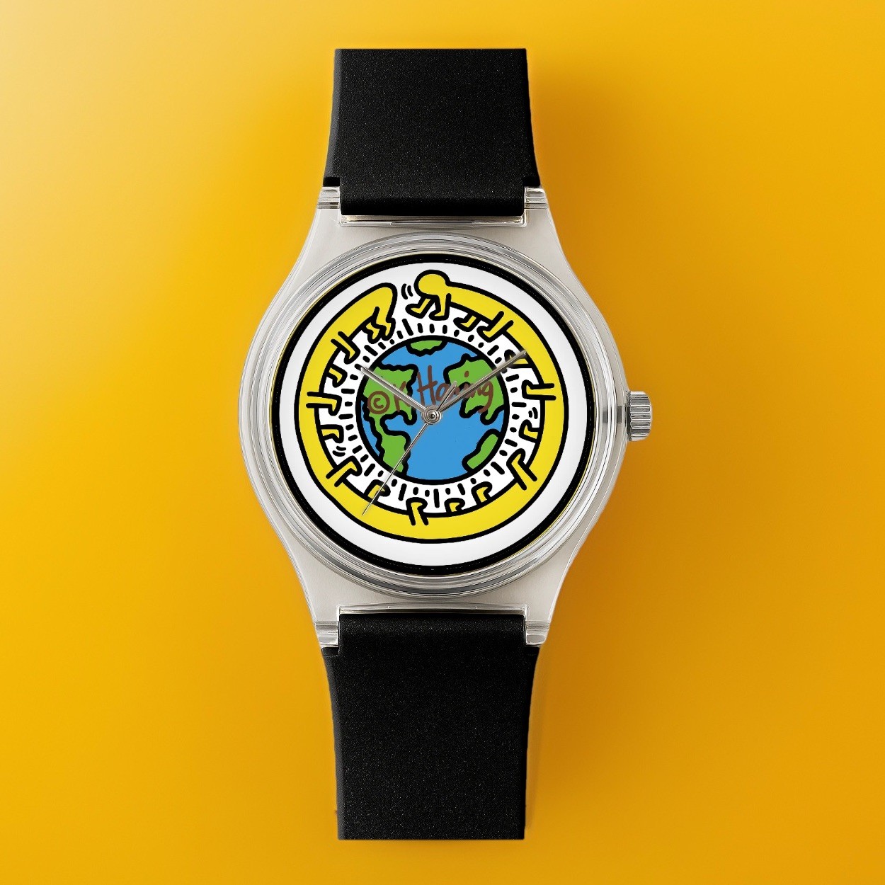 KEITH HARING Retro GLOBE Pop Art Gift Wrist Watch Wristwatch