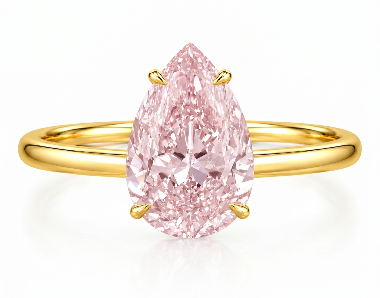 RARE 7.00 Ct Certified Pear Shape Pink Natural Diamond Ring Yellow Gold Finish