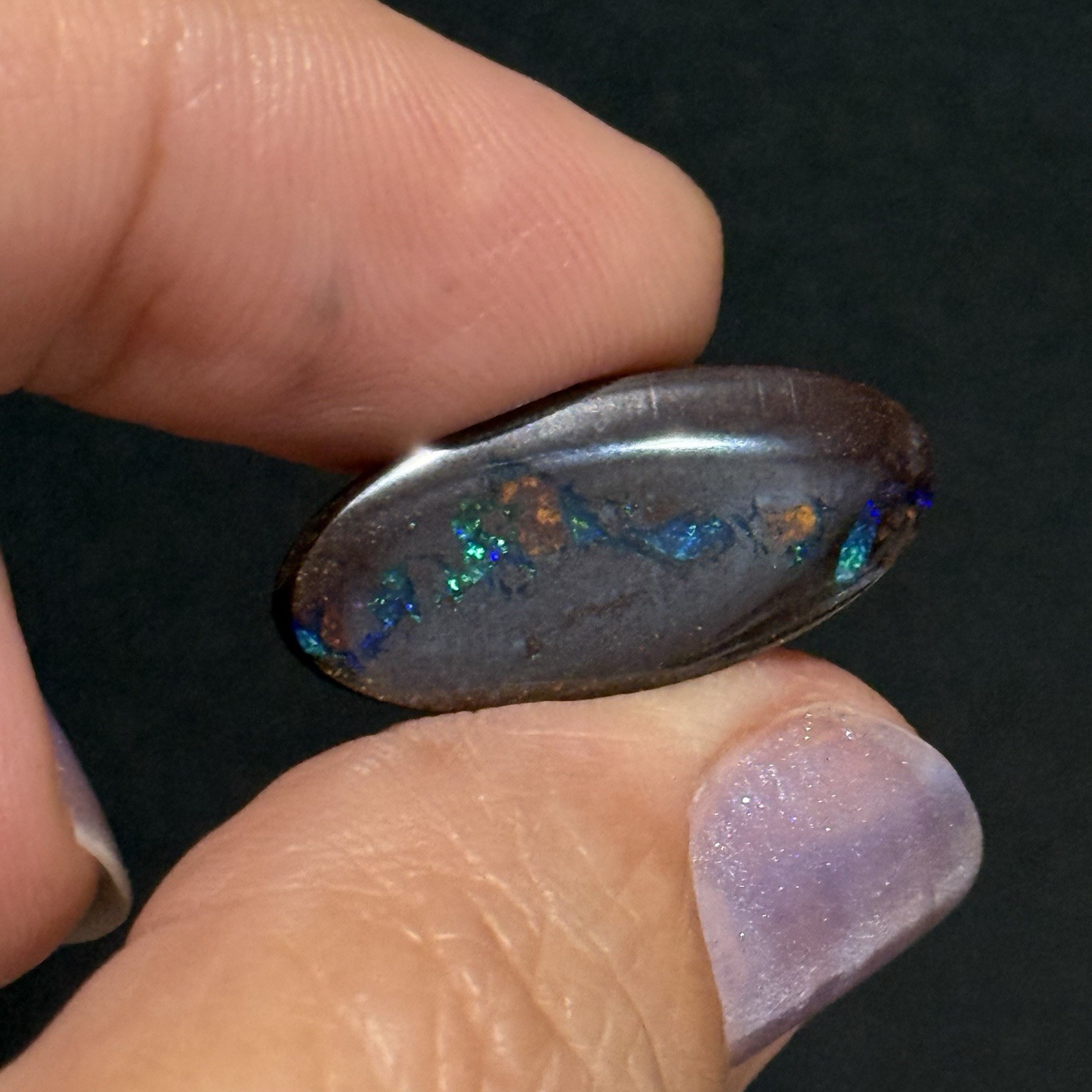 21.1ct 23×10.6x5mm Natural Dark Boulder Australian Opal Oval Cabochon Ring Gem