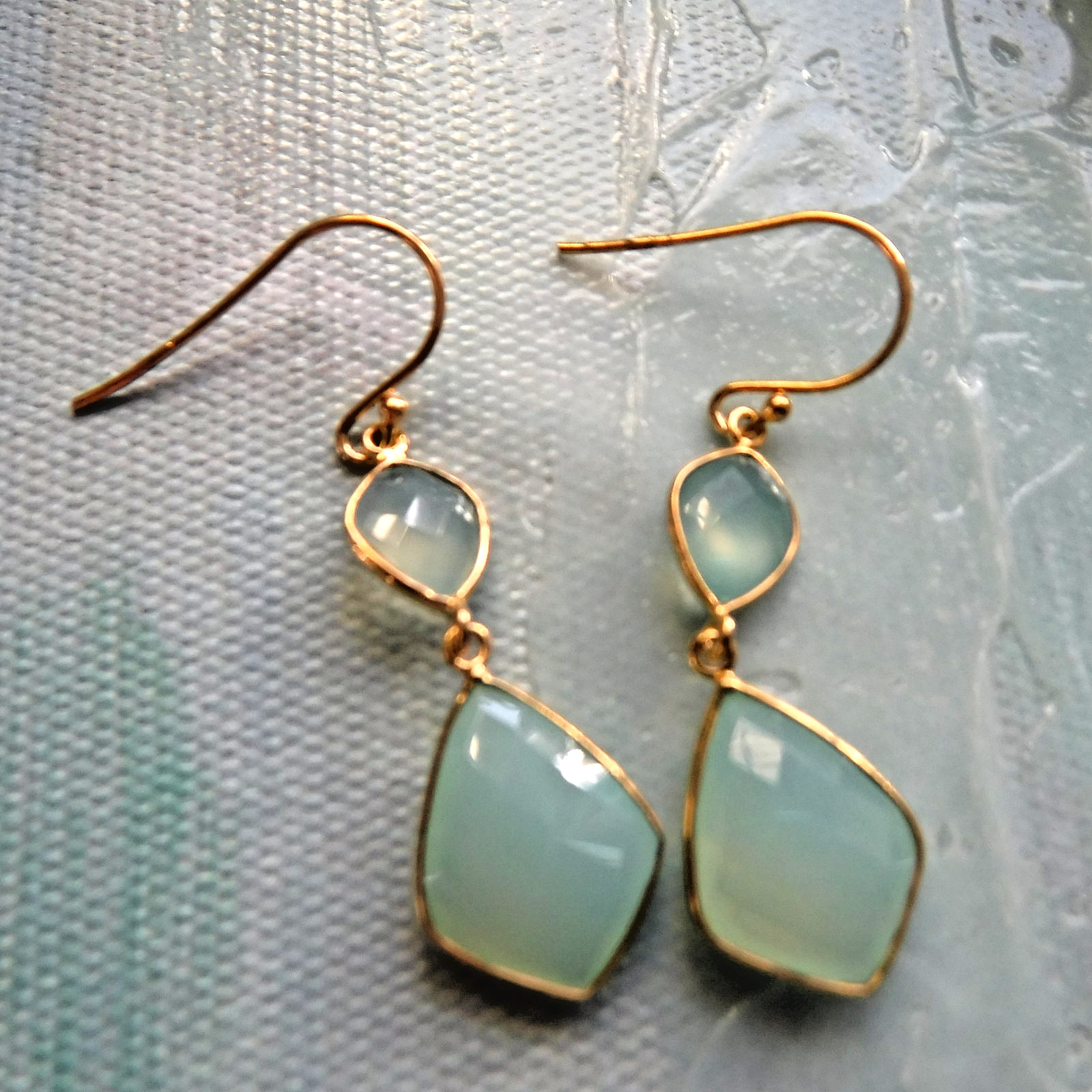 Argento Vivo Sterling Silver 925 Chalcedony Drop Earrings